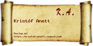 Kristóf Anett névjegykártya