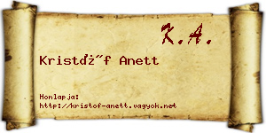 Kristóf Anett névjegykártya